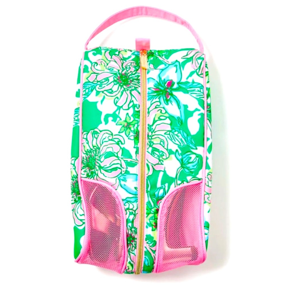 Lilly Pulitzer Designer Travel Shoe Bag Spearmint Blossom Views